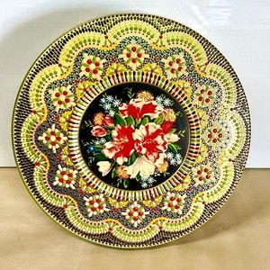 Art Deco Tin Canister Embossed Floral Detail 7” Diameter